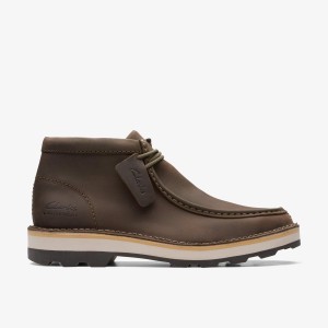 Clarks Corston Wally Waterproof Olive Leather Laarzen Heren Olijfgroen | 2074315-AO