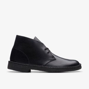 Clarks Desert Boot Black Polished Nette Schoenen Heren Zwart | 3426710-GR