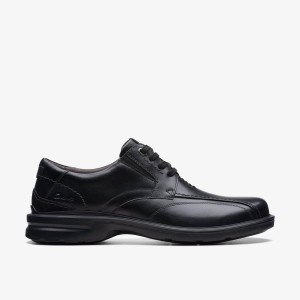 Clarks Gessler Lace Black Leather Nette Schoenen Heren Zwart | 5412976-GO