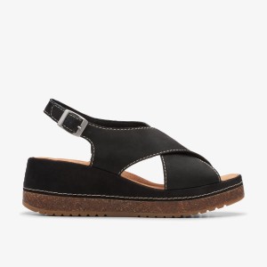 Clarks Kassanda Step Black Nubuck Sleehakken Dames Zwart | 0148723-QC