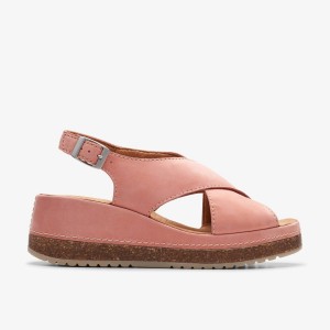 Clarks Kassanda Step Peach Nubuck Sandalen Dames Koraal | 4185270-XR