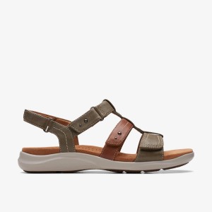 Clarks Kitly Step Olive Combination Sandalen Dames Olijfgroen | 4215896-OH