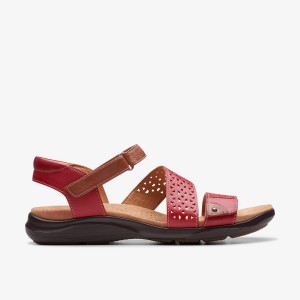 Clarks Kitly Way Cherry Leather Sandalen Dames Roze | 5431679-QZ