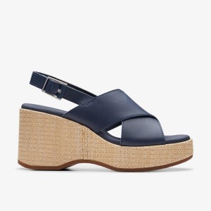 Clarks Manon Wish Navy Leather Sleehakken Dames Donkerblauw | 5163874-VM