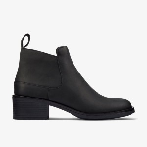 Clarks Memi Zip Black Leather Laarzen Dames Zwart | 6482591-KQ