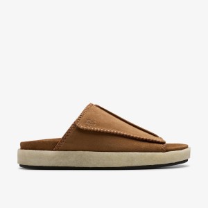 Clarks Overleigh Slide Cola Suede Sandalen Heren Cola | 4283170-XU