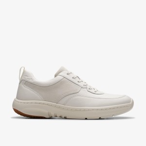 Clarks Pro Lace White Leather Sneakers Heren Wit | 2487953-LS