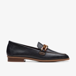 Clarks Sarafyna Iris Black Leather Slip Ons Dames Zwart | 7520913-SO