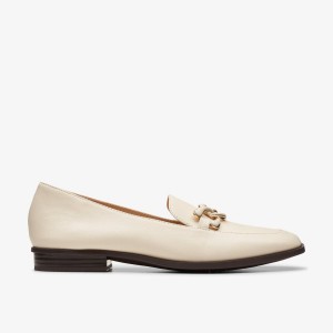 Clarks Sarafyna Rae Ivory Leather Slip Ons Dames Wit | 2857403-OB