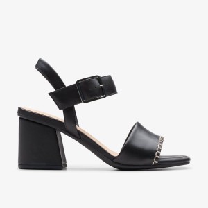 Clarks Siara 65 Buckle Black Leather Sandalen Dames Zwart | 0589712-MC