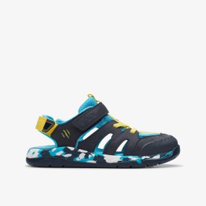 Clarks Steggy Roar Kid Navy Combination Sandalen Kinderen Donkerblauw | 9416372-HC