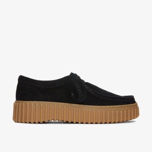 Clarks Torhill Bee Black Suede Platform Schoenen Dames Zwart | 9062845-NE