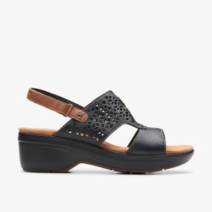 Clarks Tuleah Sun Black Leather Sandalen Dames Zwart | 6924817-UL