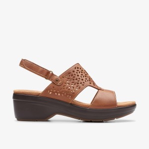 Clarks Tuleah Sun Tan Leather Sleehakken Dames Bruin | 6378159-ST