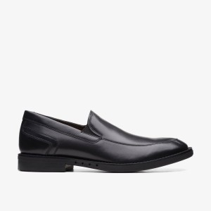 Clarks Un Hugh Step Black Leather Nette Schoenen Heren Zwart | 0789265-KP