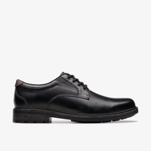 Clarks Un Shire Low Black Leather Nette Schoenen Heren Zwart | 2468735-YB