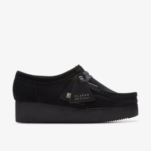 Clarks Wallacraft Bee Black Suede Platform Schoenen Dames Zwart | 4591273-AB