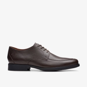 Clarks Whiddon Apron Dark Brown Tumbled Nette Schoenen Heren Donkerbruin | 2954763-UE