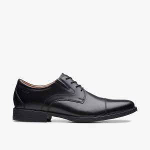 Clarks Whiddon Cap Black Leather Nette Schoenen Heren Zwart | 2143598-TF
