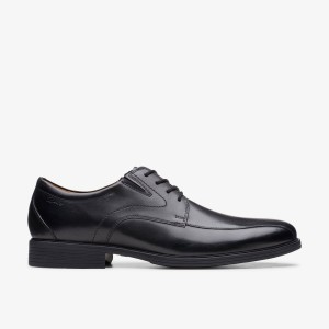 Clarks Whiddon Pace Black Leather Nette Schoenen Heren Zwart | 5614290-IM